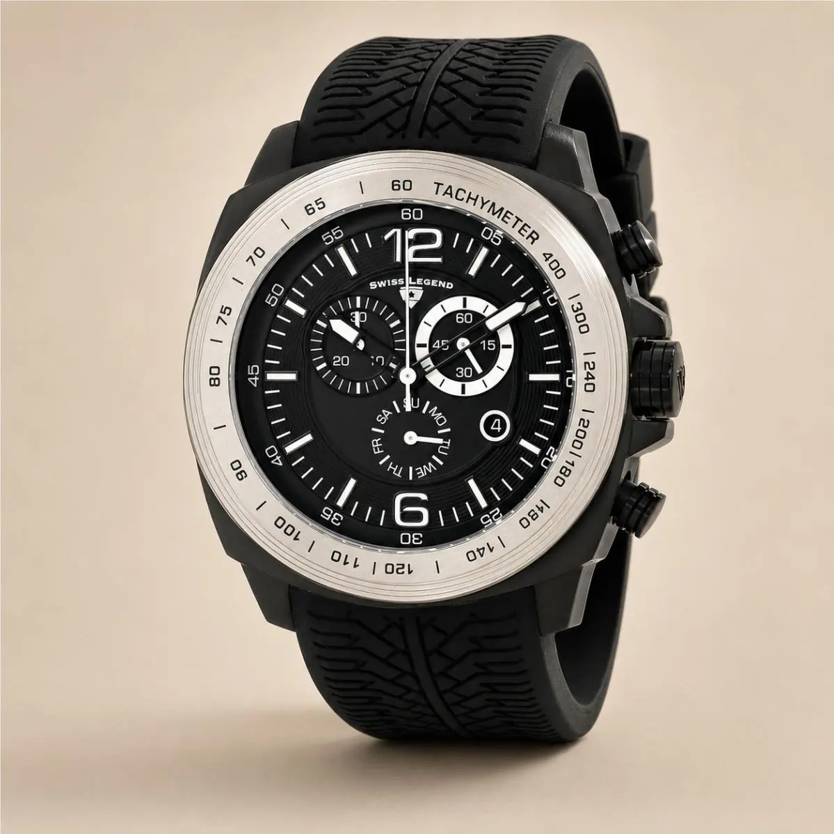 Men`s 21046-BB-01-SB Sprinter Swiss Quartz Black Watch by Swiss Legend