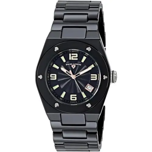 Women`s Ceramic Throttle Black Textured Dial Watch SL-10054-BKBTR by Swiss Legend