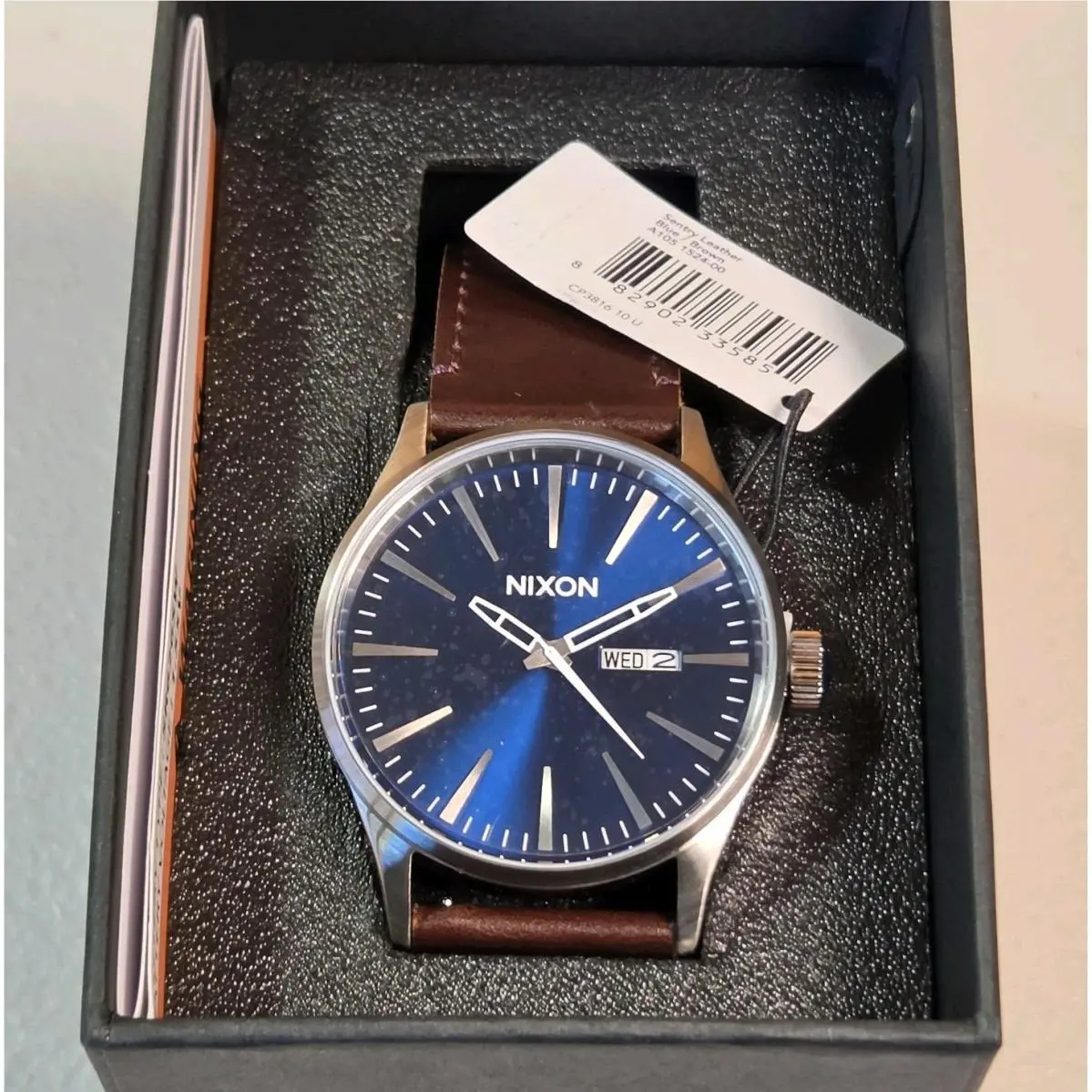 Sentry Watch Mens Blue Dial Brown Leather Strap 42mm Case A105-1524-00 by Nixon