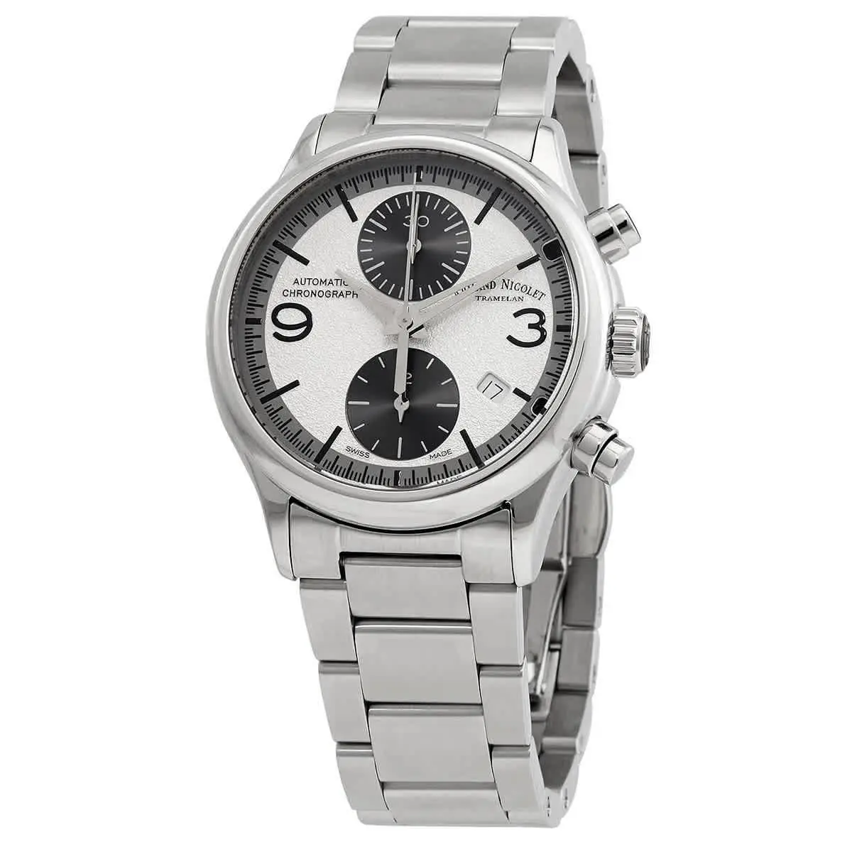Armand Nicolet Mha Chronograph Automatic Silver Dial Men`s Watch - Dial: Silver, Band: Silver-tone, Bezel: Silver-tone