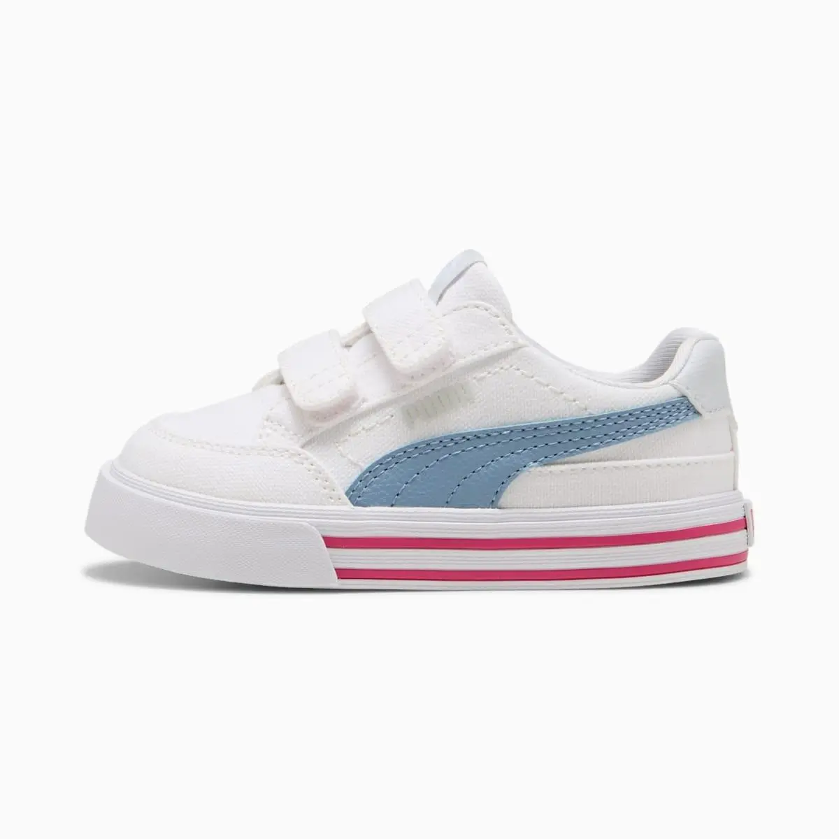 Unisex Toddlers` Court Classic Vulc Hook and Loop Shoes White-silver Mist by Puma