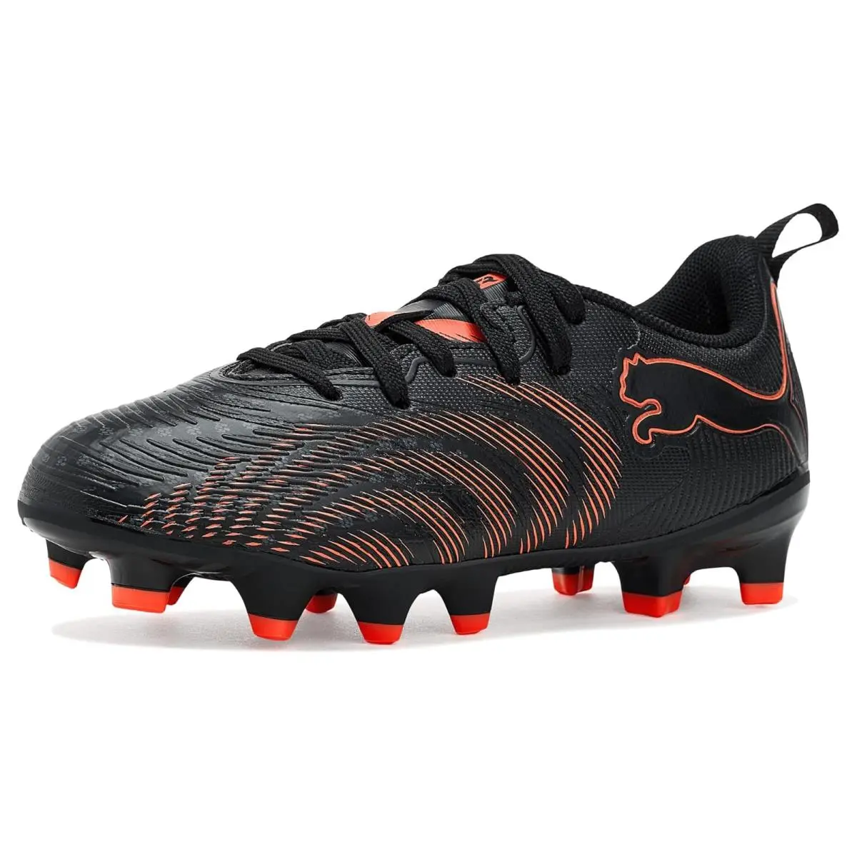 Kids Future Play Firm Artificial Ground Soccer Cleats Little Kid/big Kid Black/Glowing Red/Strong Gray by Puma