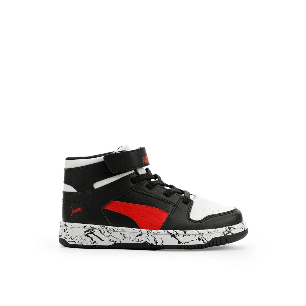 Boy`s Basketball Shoes  Rebound Layup High White/Black/Red by Puma