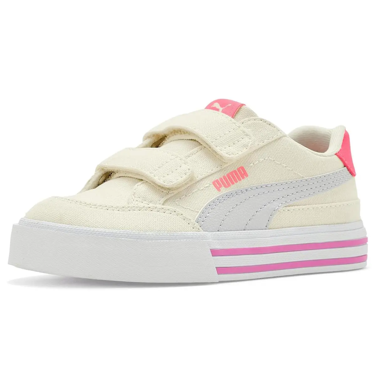 Kids Court Classic Vulc Hook and Loop Shoes Toddler/little Kid Warm White/Lavender Pop by Puma