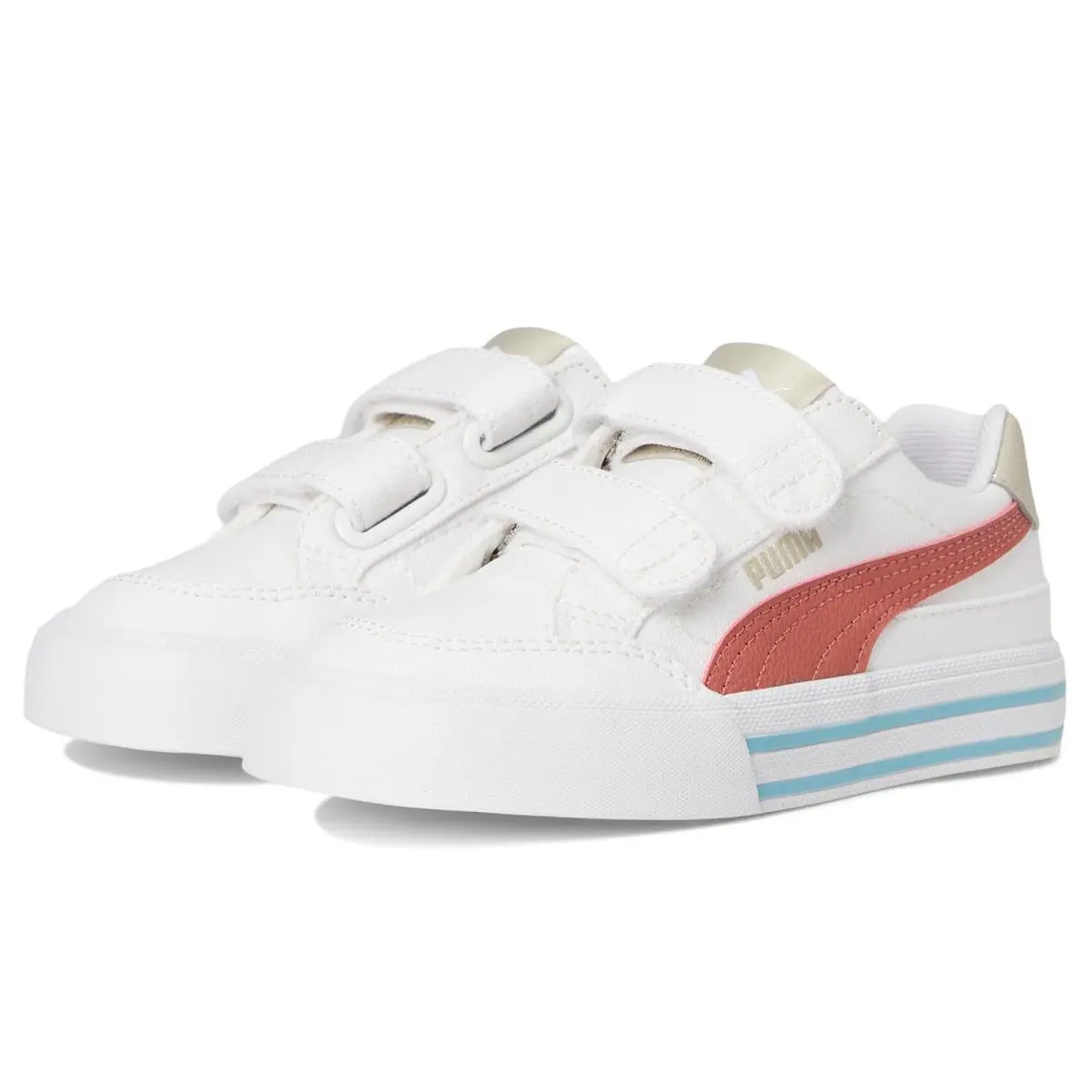 Kids Court Classic Vulc Hook and Loop Shoes Toddler/little Kid White/Exotic Red by Puma