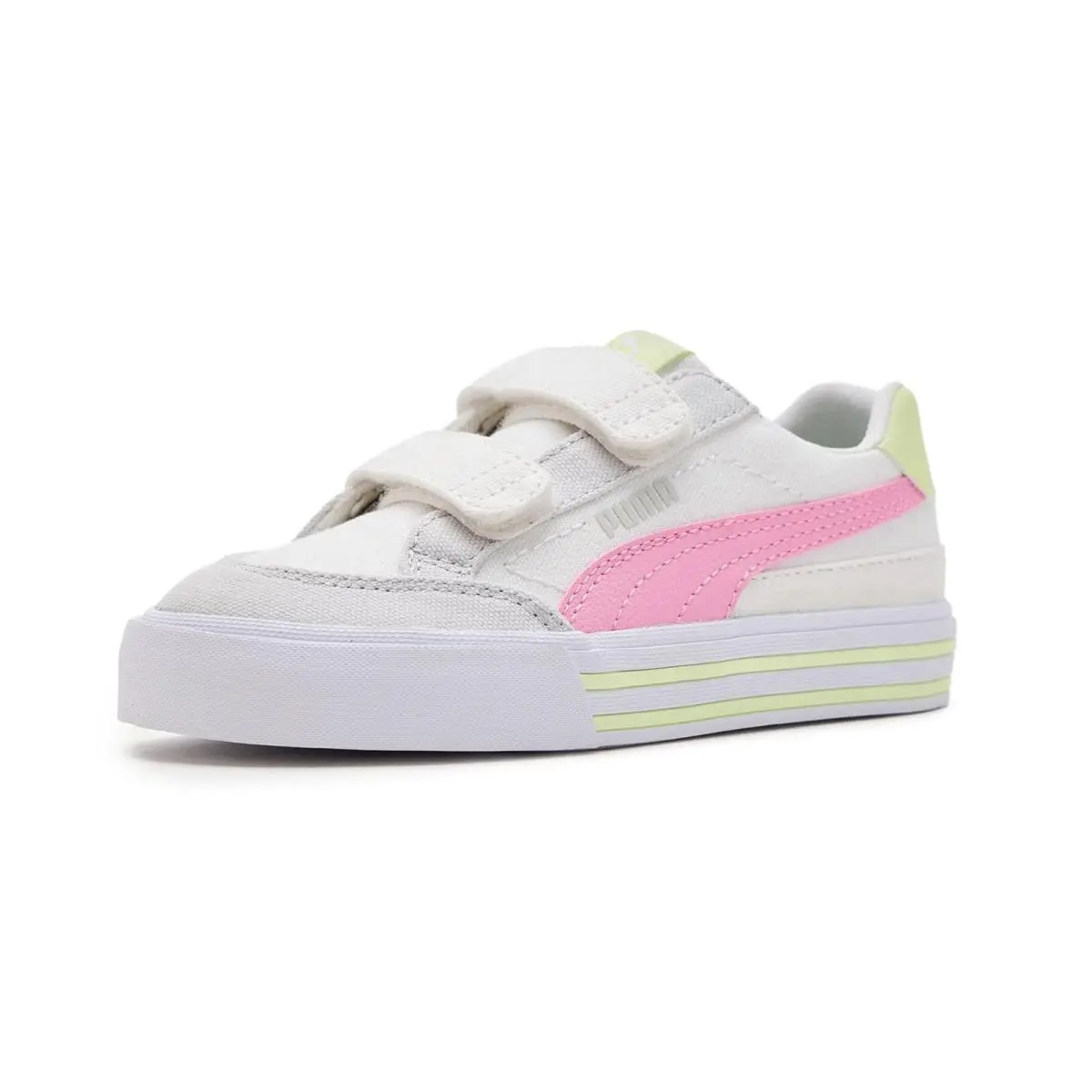 Kids Court Classic Vulc Hook and Loop Shoes Toddler/little Kid White/Pink Shimmer by Puma