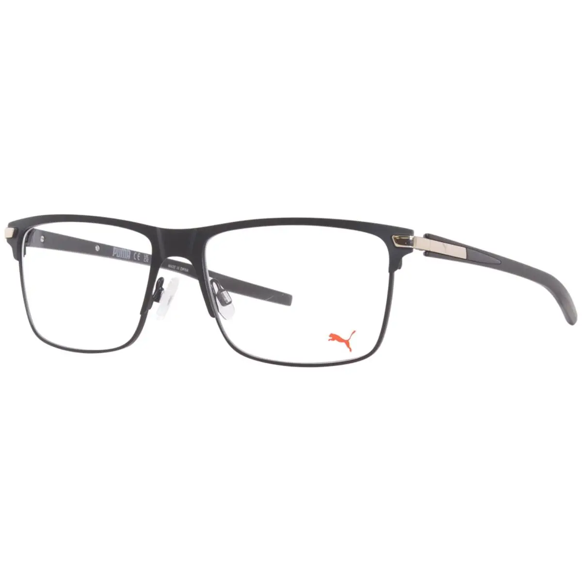 PU0276O 001 Eyeglasses Frame Men`s Black Full Rim Rectangle Shape 58mm by Puma