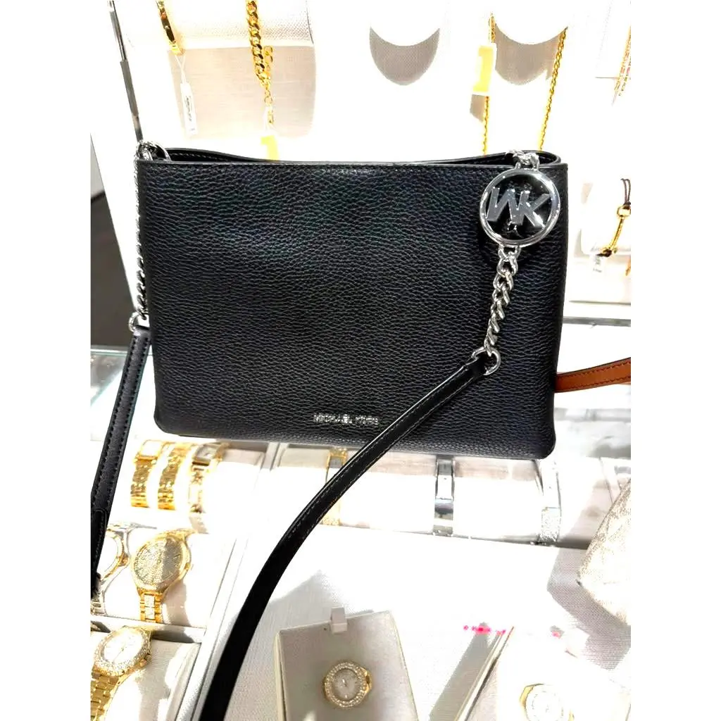 Christina Womens Small Pebbled Leather Crossbody Bag Black by Michael Kors