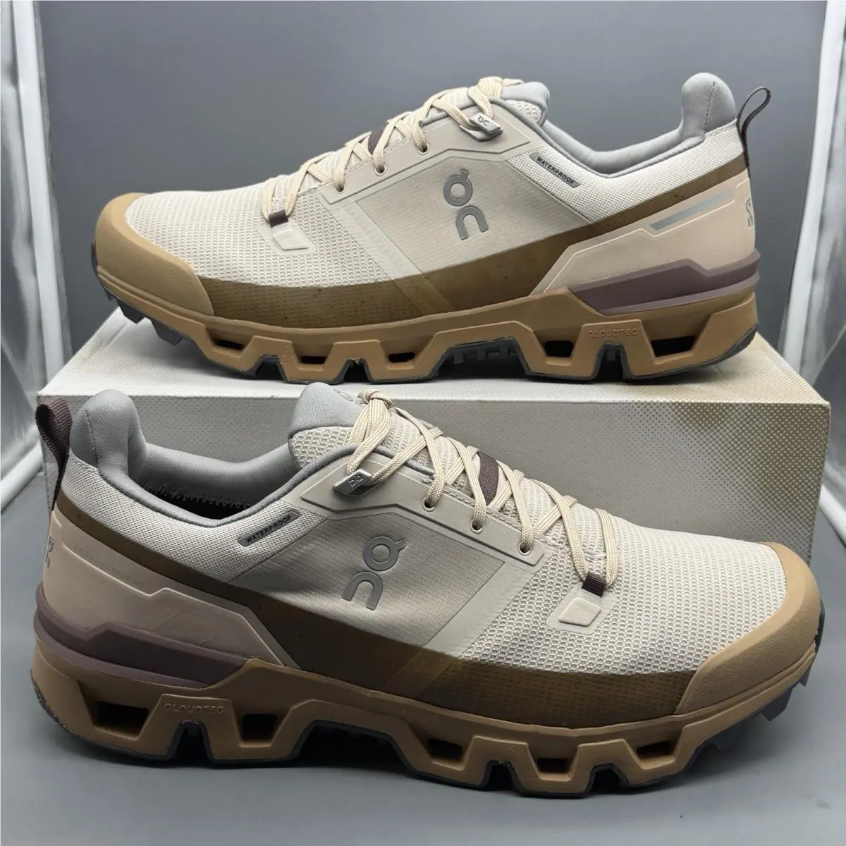 On Running Cloudwander Waterproof Mens 14 M Outdoor Trail Shoes ‘pearl/root’