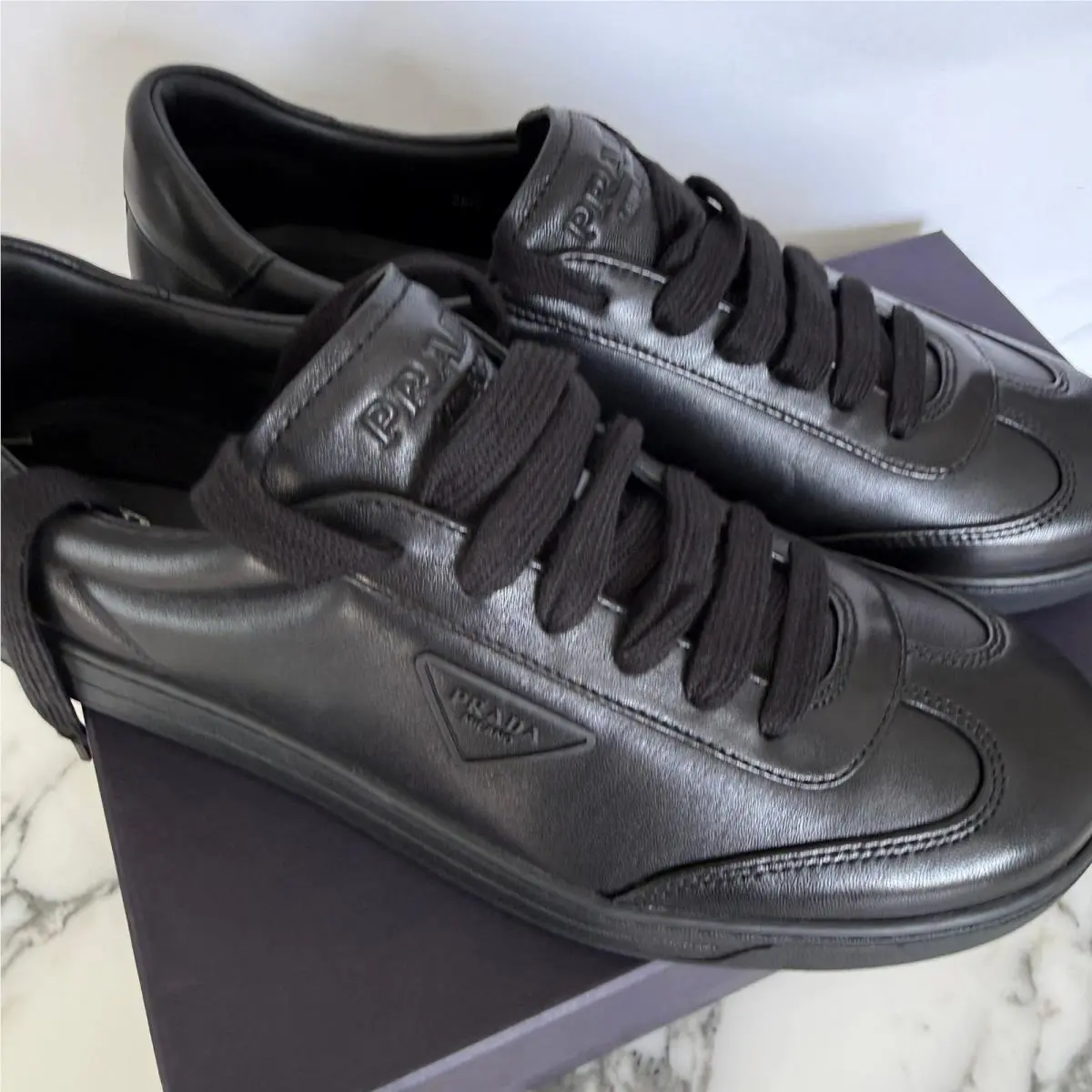 2EG480 Black Leather Sneakers Shoes - - US 10.5 UK 9.5 by Prada