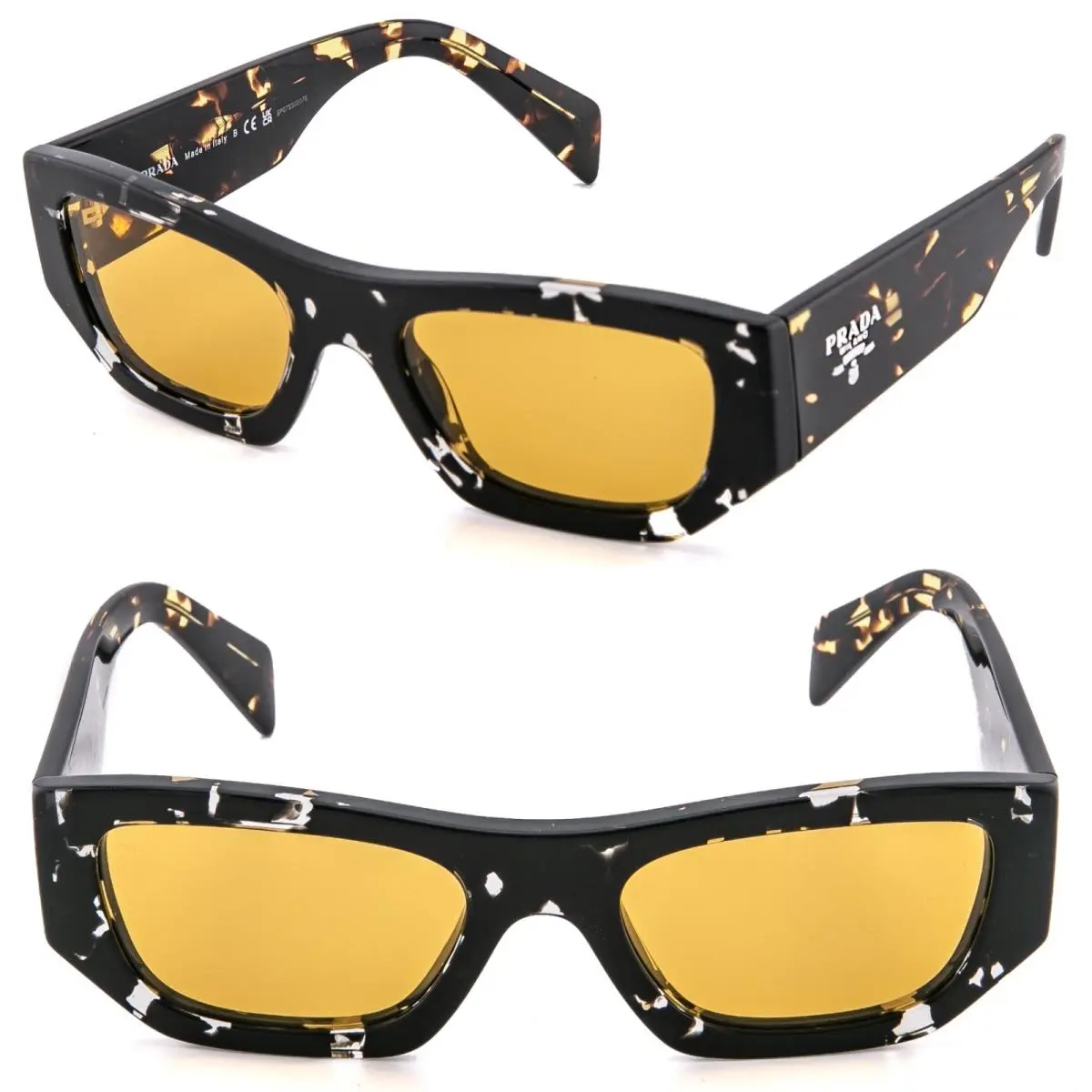 A01 Symbole Brown Black Polarized Rectangle Unisex PRA01S Sunglasses A01S by Prada