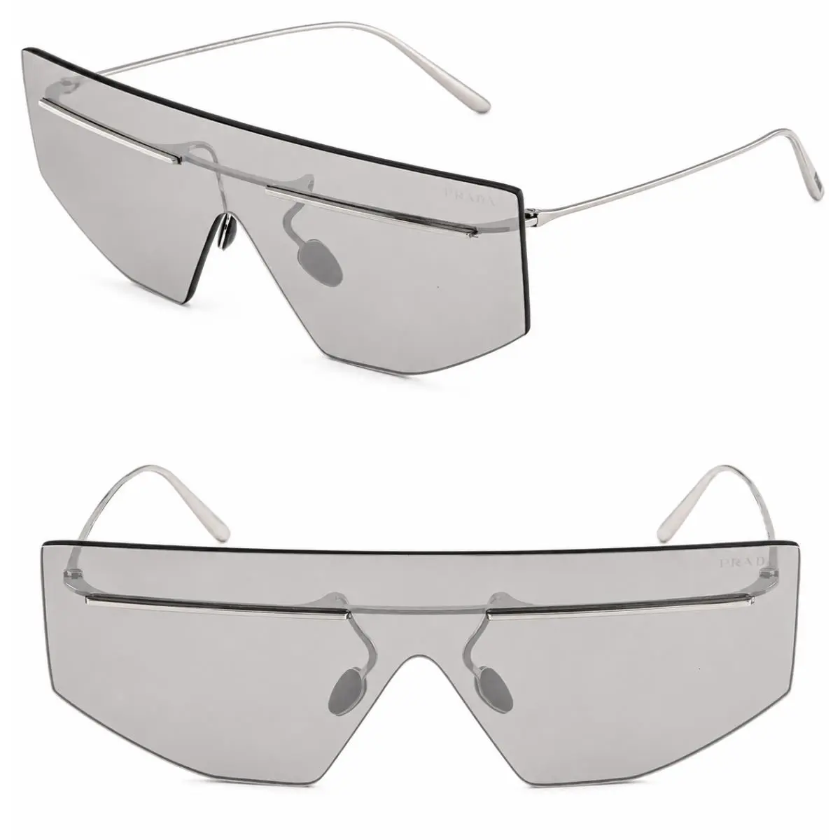 Silver Mirrored Rimless Metal Shield PRB55S B55 Unisex Sunglass B55S by Prada