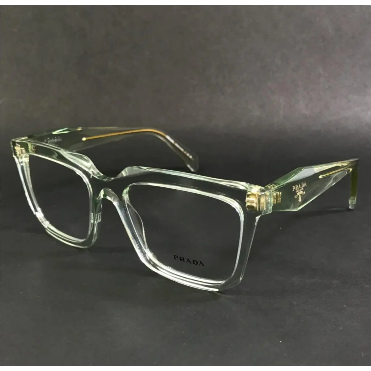 Eyeglasses Frames VPRA19 14R-1O1 Transparent Mint Green Square 54-18-145 by Prada