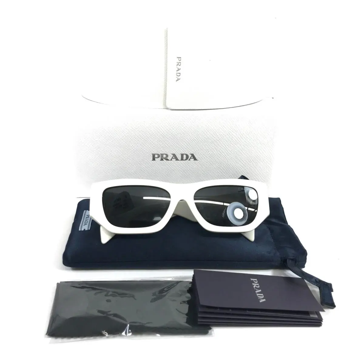 Sunglasses SPRA01-F 17K-08Z White Asian Fit Frames Gray Lenses 55-17-145 by Prada