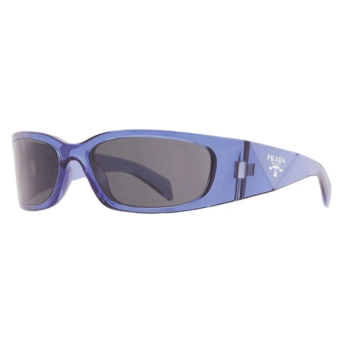 Prada Dark Grey Wrap Men`s Sunglasses PR A19S 15R5S0 60 PR A19S 15R5S0 60