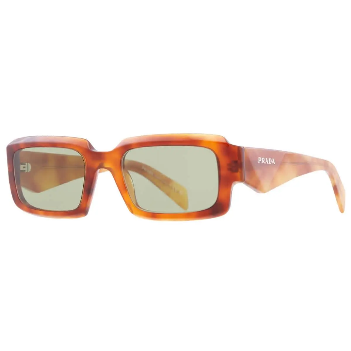Prada Green Rectangular Men`s Sunglasses PR 27ZS 11P60C 54 PR 27ZS 11P60C 54