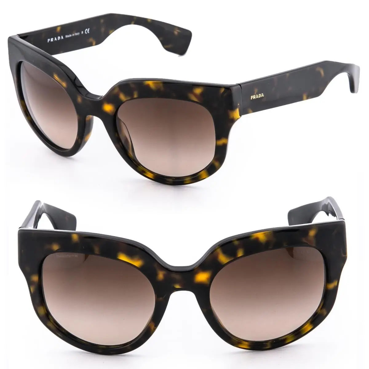 07QS Poeme Brown Havana Logo PR07QS 07Q Chunky Bold Sunglasses by Prada