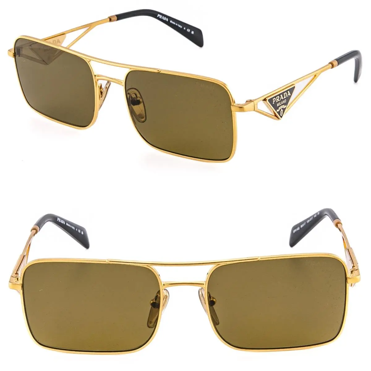 A52 Tampo Gold Brown Classic Triangle Logo Unisex PRA52S Sunglasses A52S by Prada
