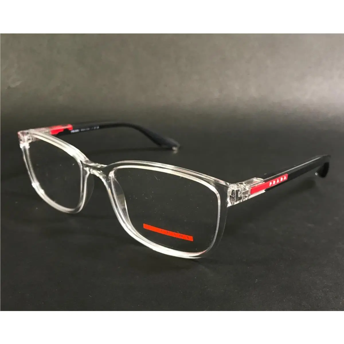 Eyeglasses Frames VPS07R 2AZ-1O1 Clear Red Rectangle Full Rim 55-18-145 by Prada