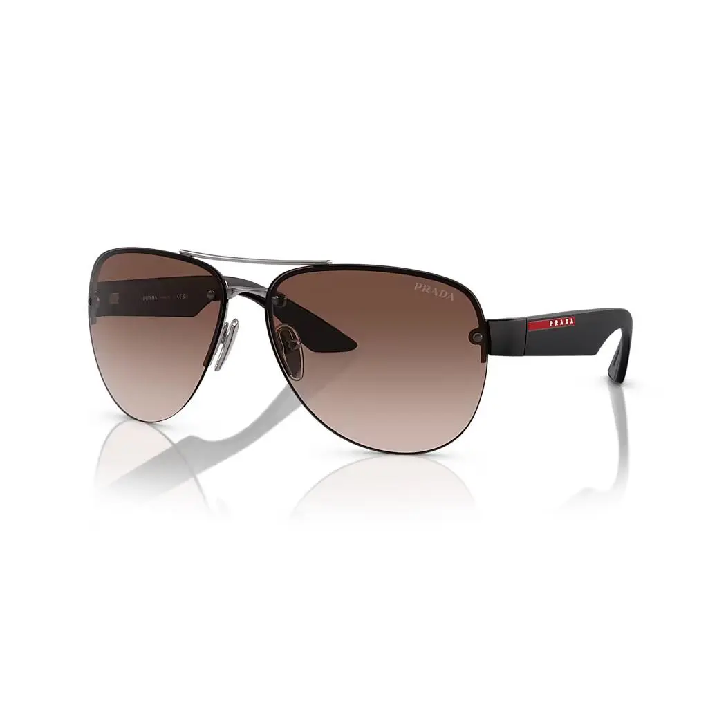 Sunglasses PS55YS 5AV02P Gunmetal Black Frame / Brown Lens 64mm by Prada
