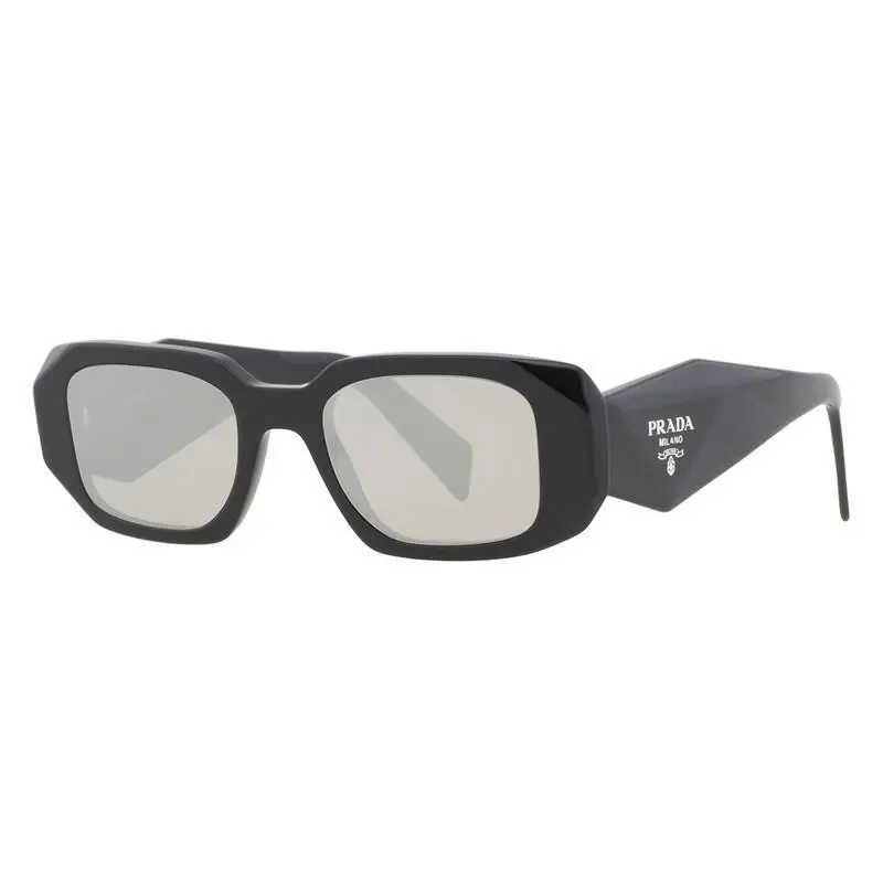 PR17WS 1AB2B0 Sunglasses Black Frame Light Grey Mirror Silver 49mm by Prada