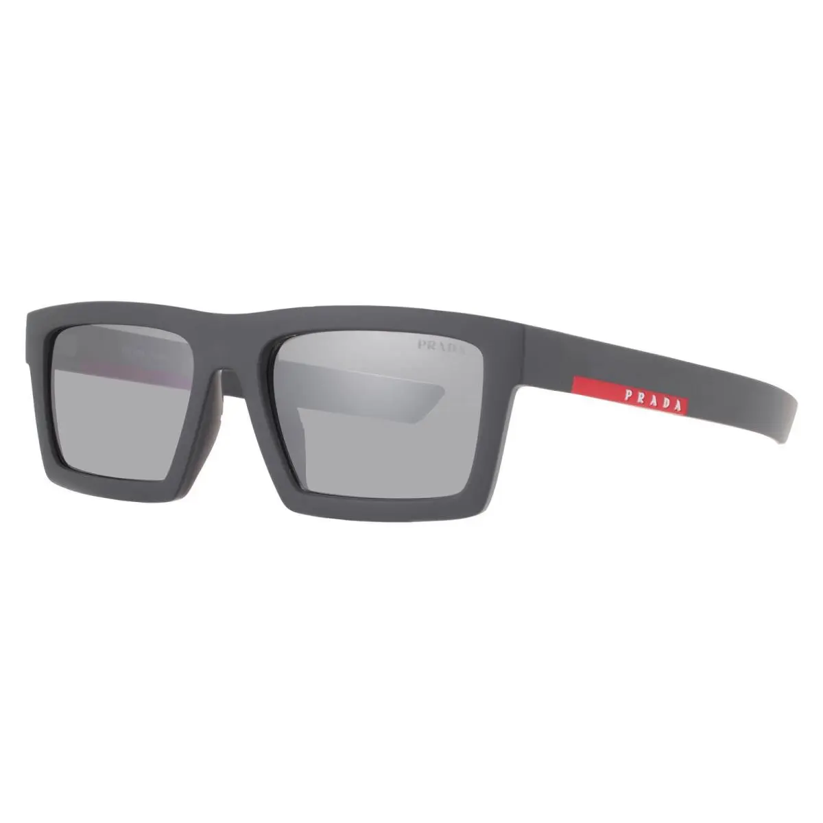 Linea Rossa Grey Mirror Rectangular Men`s Sunglasses PS 02ZSU 18K60A 55 by Prada
