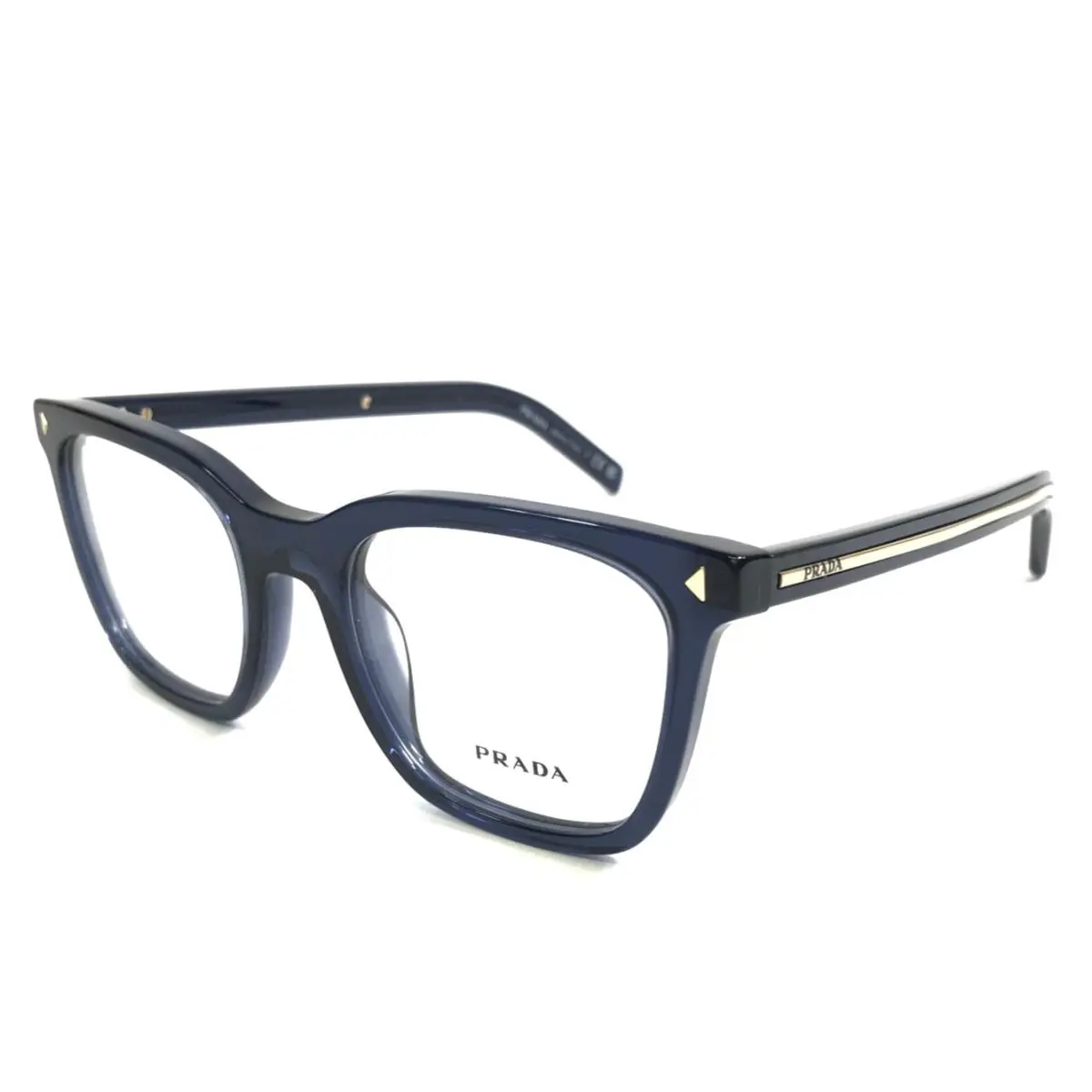 Prada Eyeglasses Frames VPRB11 08Q-1O1 Transparent Blue Gold Square 50-20-145