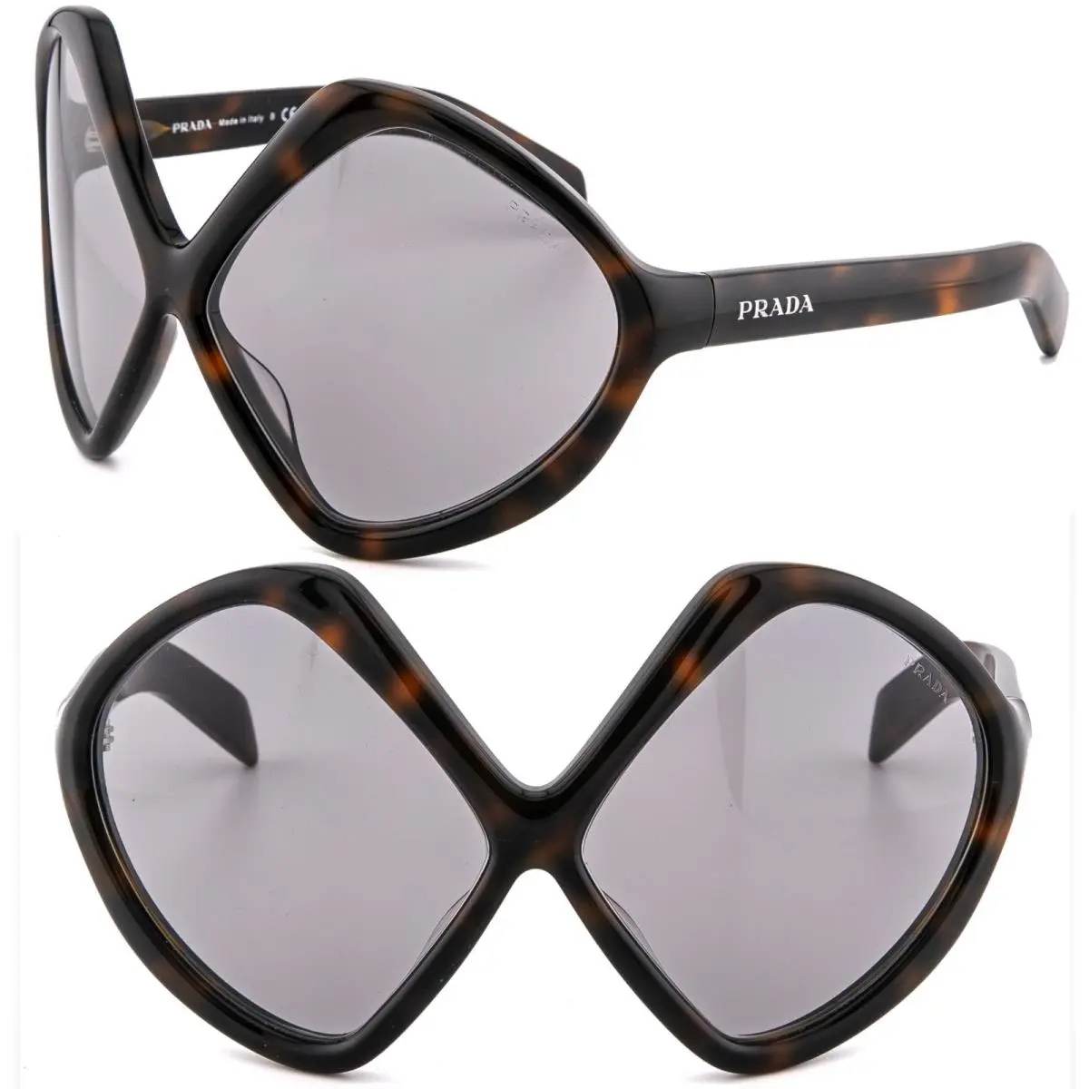 Juniper Brown Havana PRB21S B21 Geometric Runway Statement Sunglasses B21s by Prada