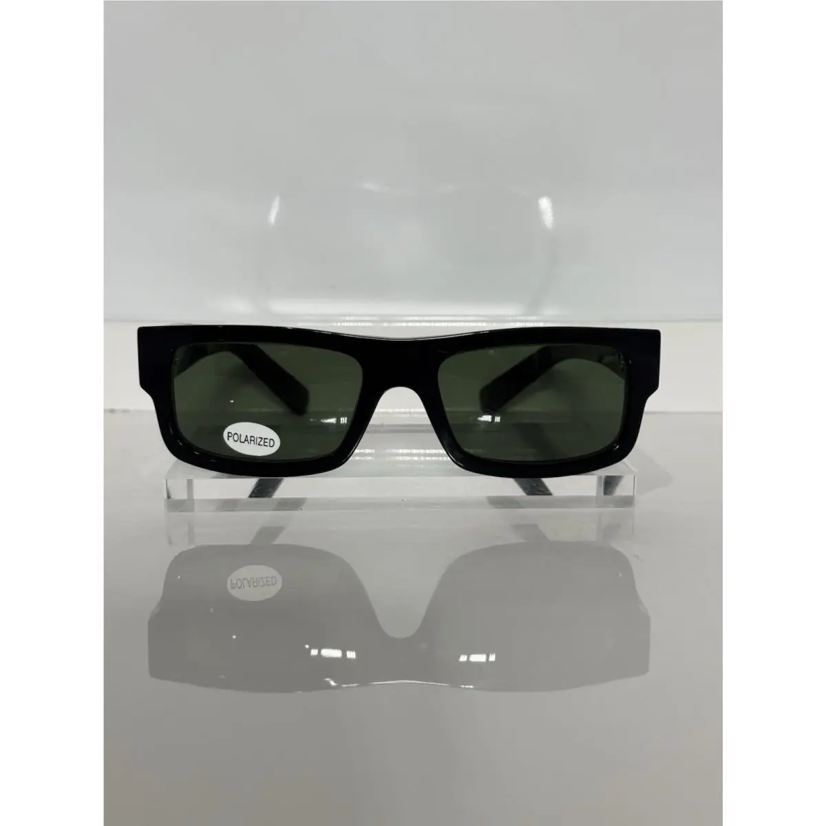 VprD06 Black Acetate Unisex Custom Green Polarized Sunglasses by Prada