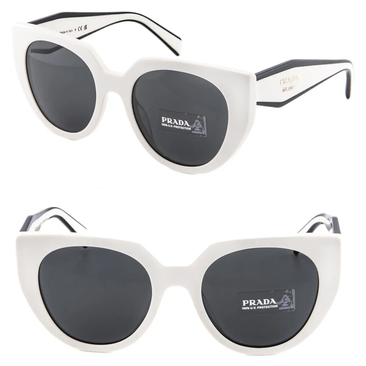 Symbole Black White Color Block Triangle PR14WS 14W Fashion Sunglass 14WS by Prada