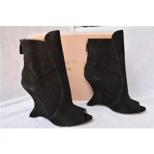 Shoes Sandals Heels Platform Black Suede Boots 39.5 9.5 by Prada