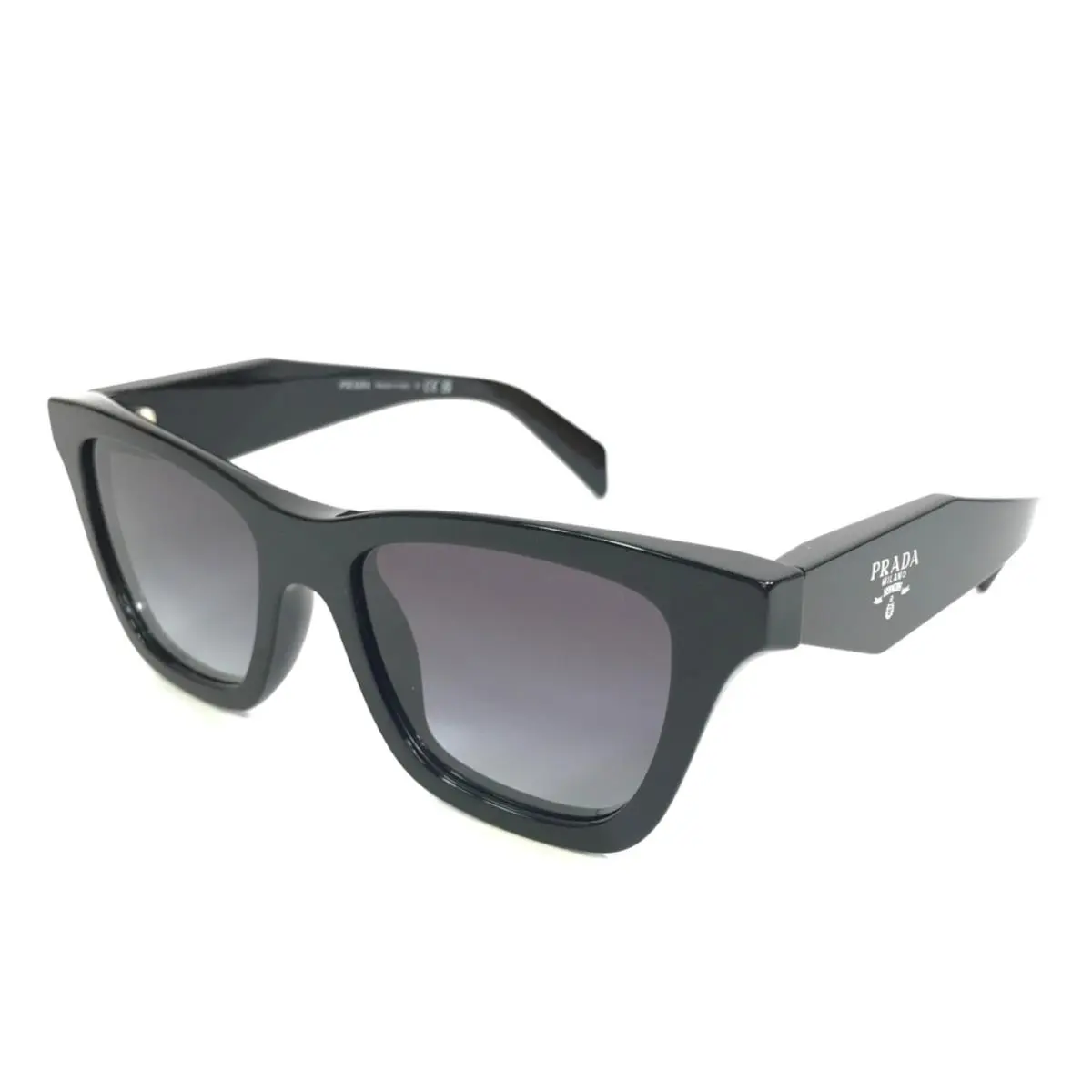 Sunglasses SPRC07 16K-90A Polished Black Frames with Gradient Gray Lenses by Prada