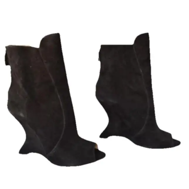 Shoes Ankle Boots Black Suede Boots 39.5 9.5 by Prada
