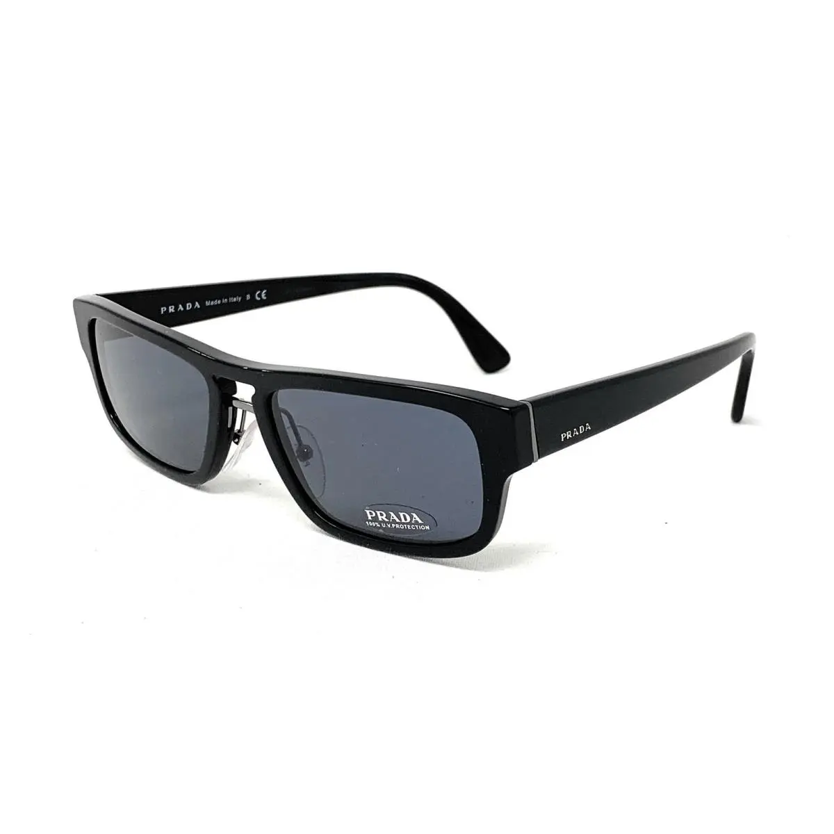 Prada Spr 05V 1AB-0A9 Men`s Rectangular Sunglasses Heritage Black w/ Blue 56mm