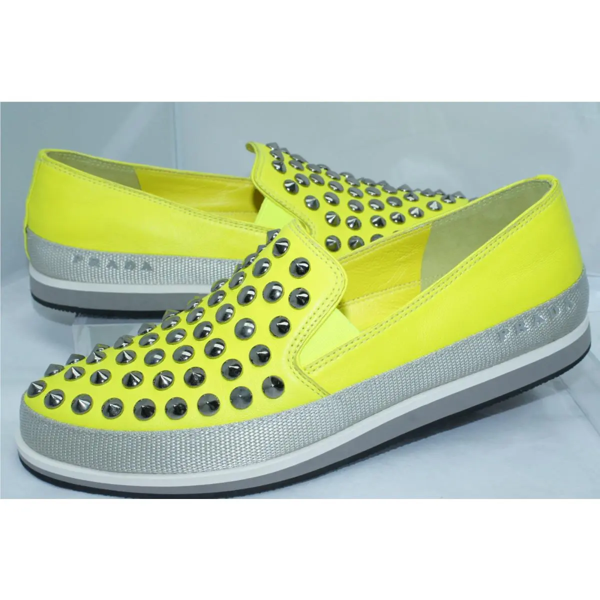 Women`s Shoes Flats Size 39.5 Nappa Sport Yellow by Prada