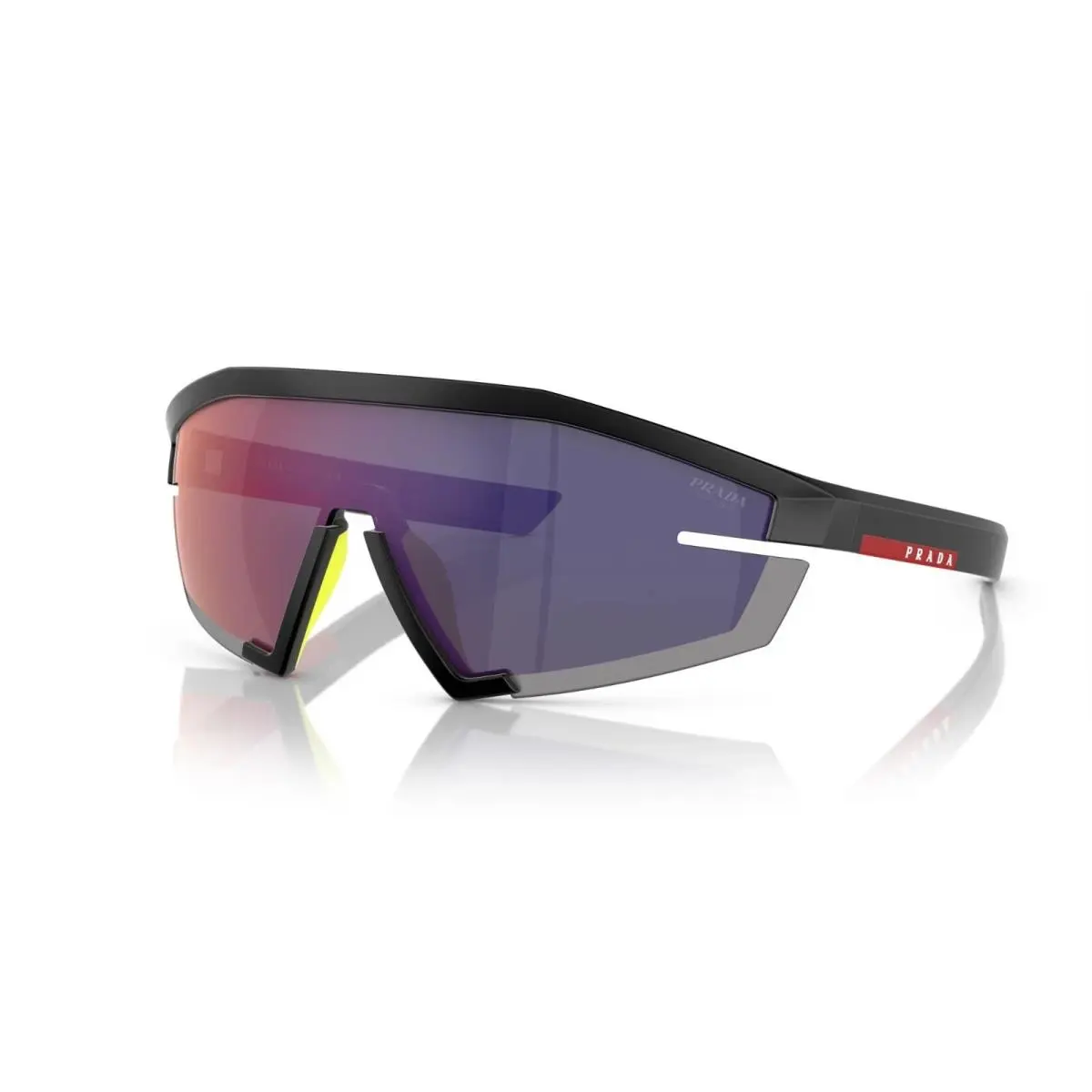 Linea Rossa PS03ZS 1BO10A 44 Matte Black/red Blue Mirrored Sunglasses by Prada