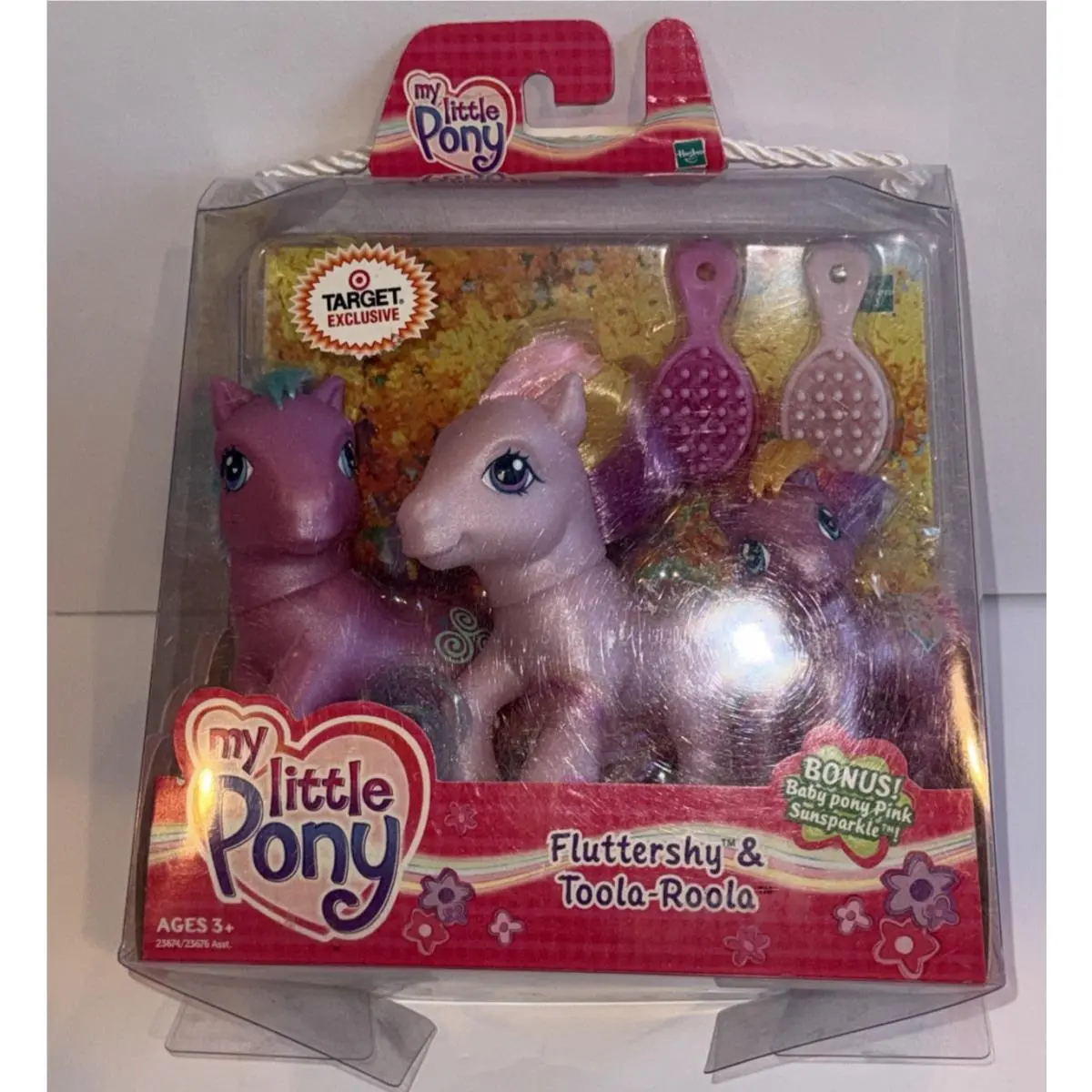 My Little Pony 3 Pack Fluttershy Toola-roola Baby Sunsparkle Pink Purple