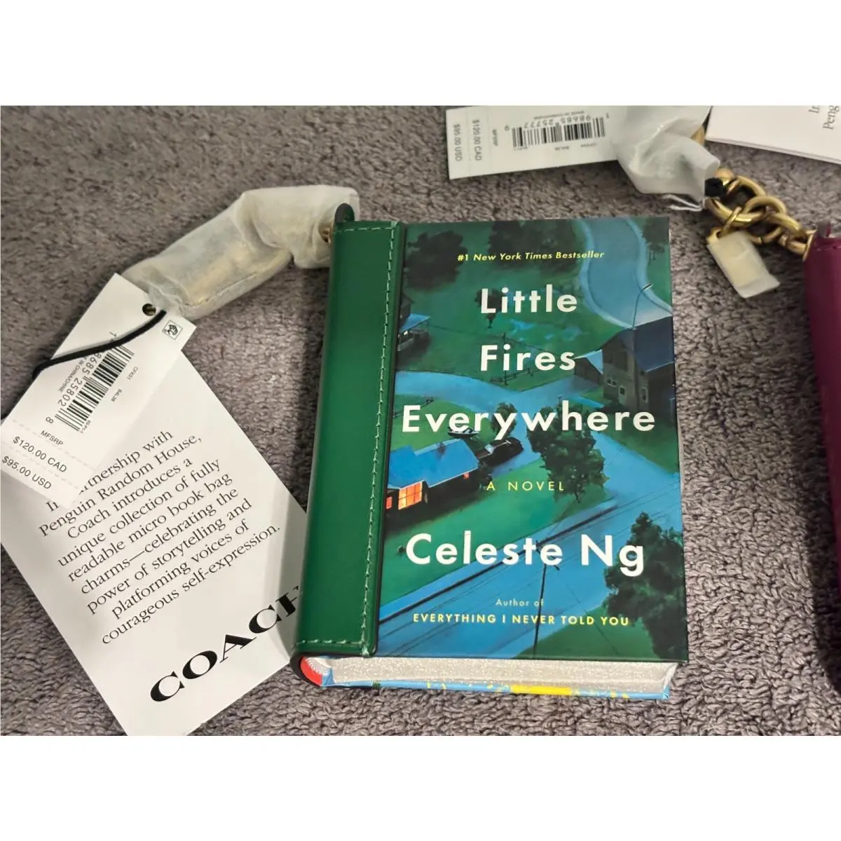 x Penguin Random House Readable Micro Book Bag Charm Choose Title Little Fires Everywhere by Celeste Ng by Coach
