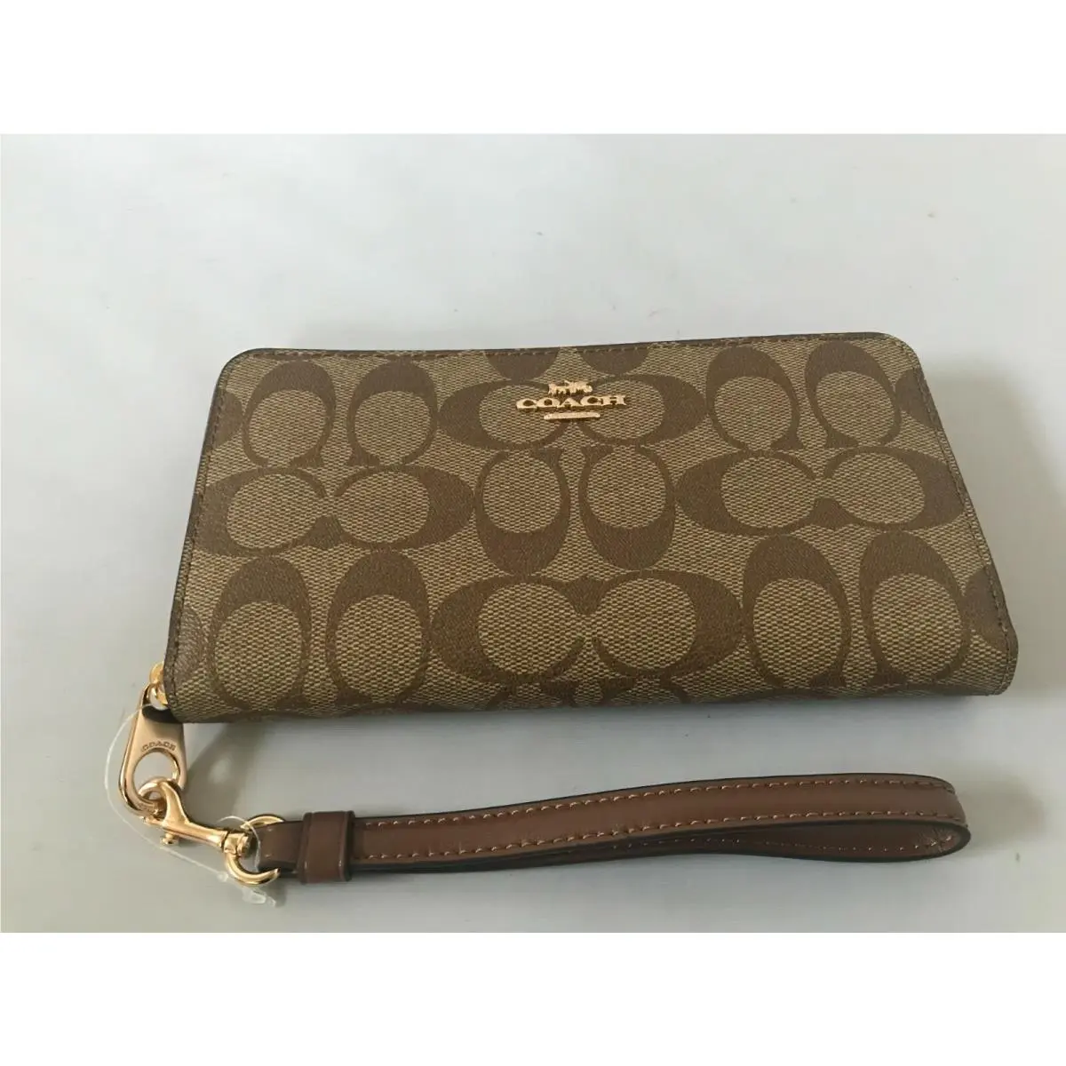 Signature Long Zip Around Wallet Khaki Saddle or Brown Black C4452 by Coach