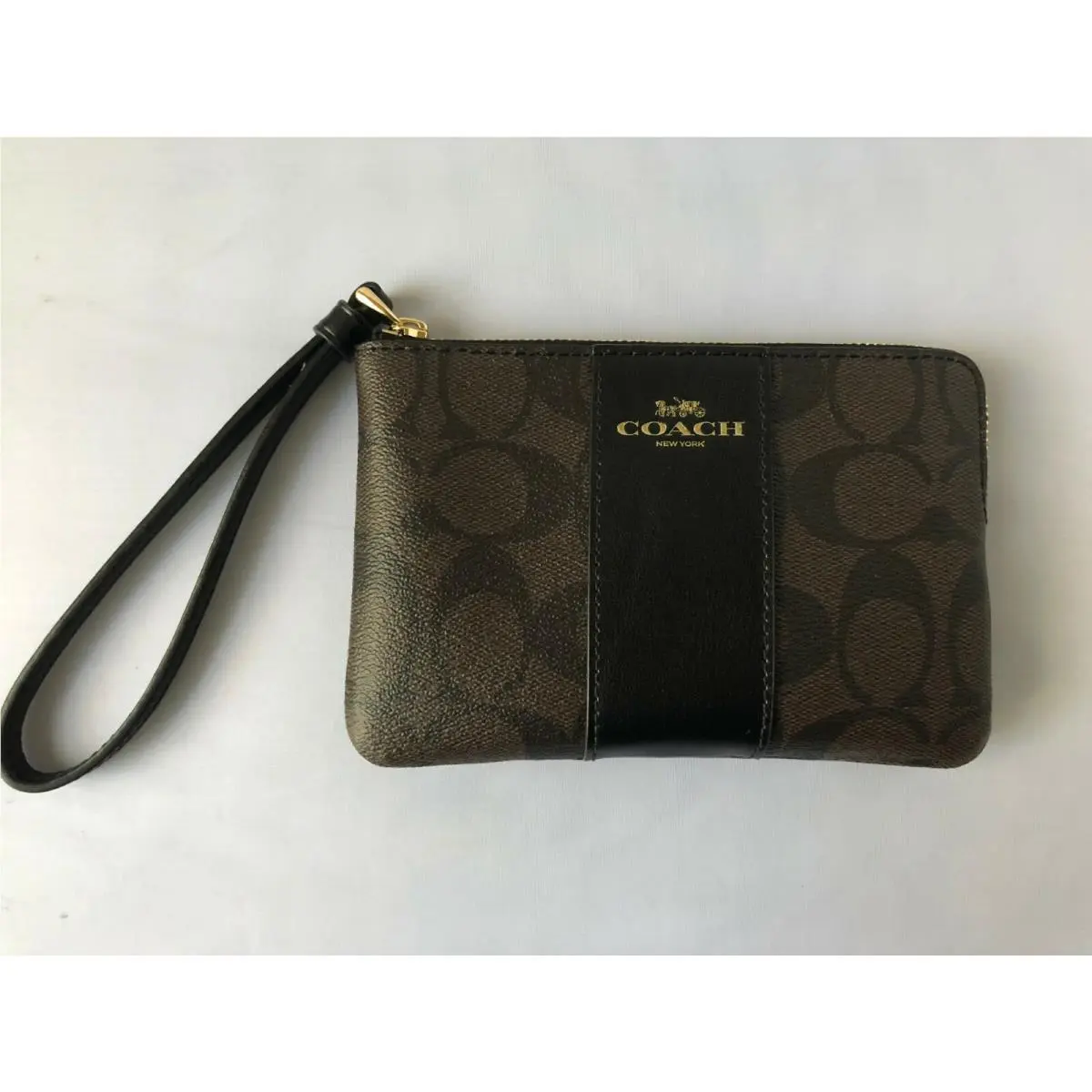 F58035 Corner Zip Wristlet Wallet Gift Box Brown/Black by Coach