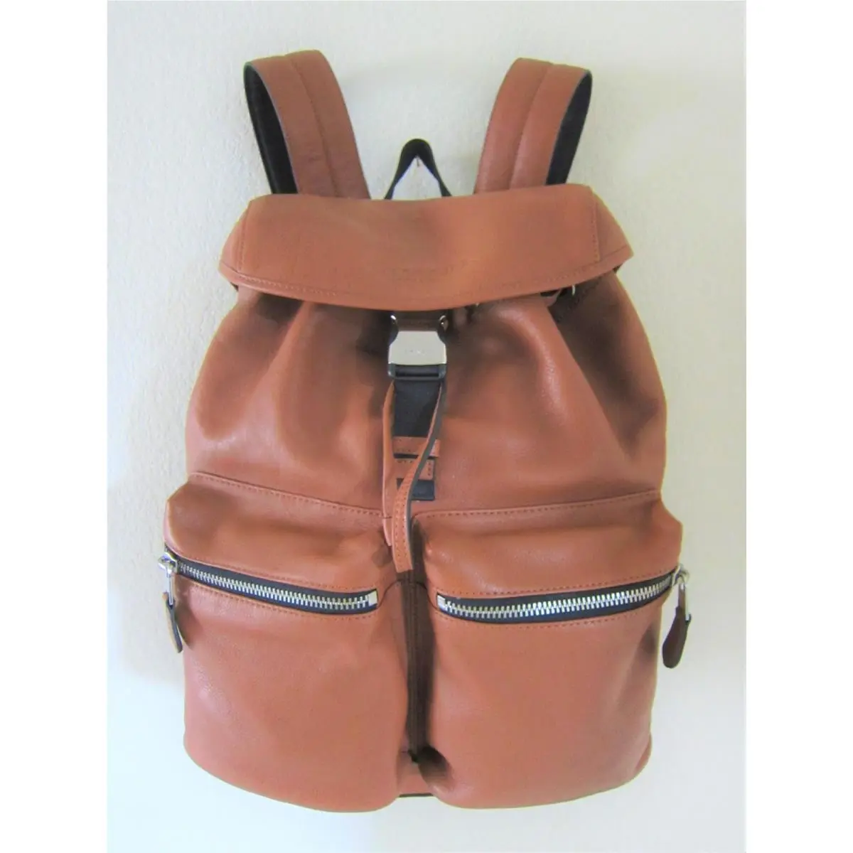 Rucksack Smooth Leather Saddle Black Backpack F71728 Carryon Book Bag by Coach