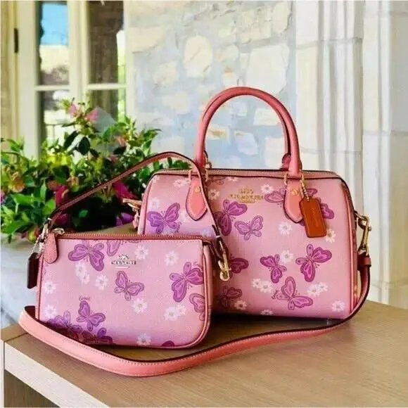 Rowan Butterfly Leather Satchel Handbag/wallet Option Bundle 2 Pcs by Coach