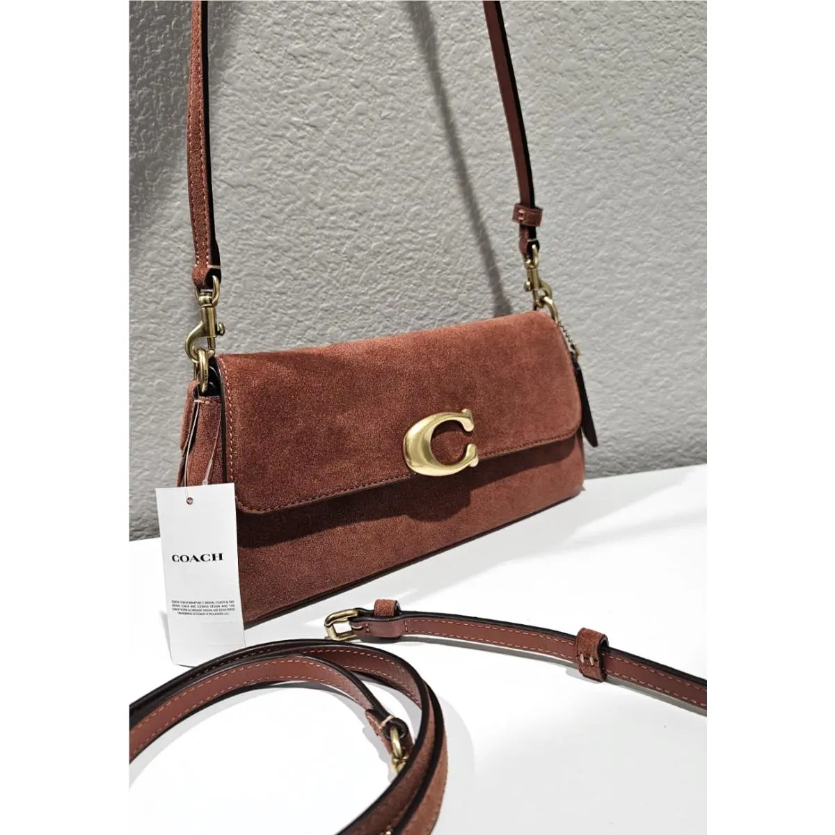 CDZ74 Jet Shoulder Bag Suede Leather Clay Color Handbag by Coach