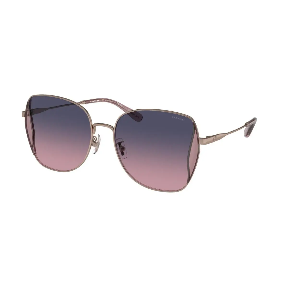 HC 7158 D Cl906 Shiny Rose Gold Blue Pin 9331I6 Size 58 Sunglasses by Coach