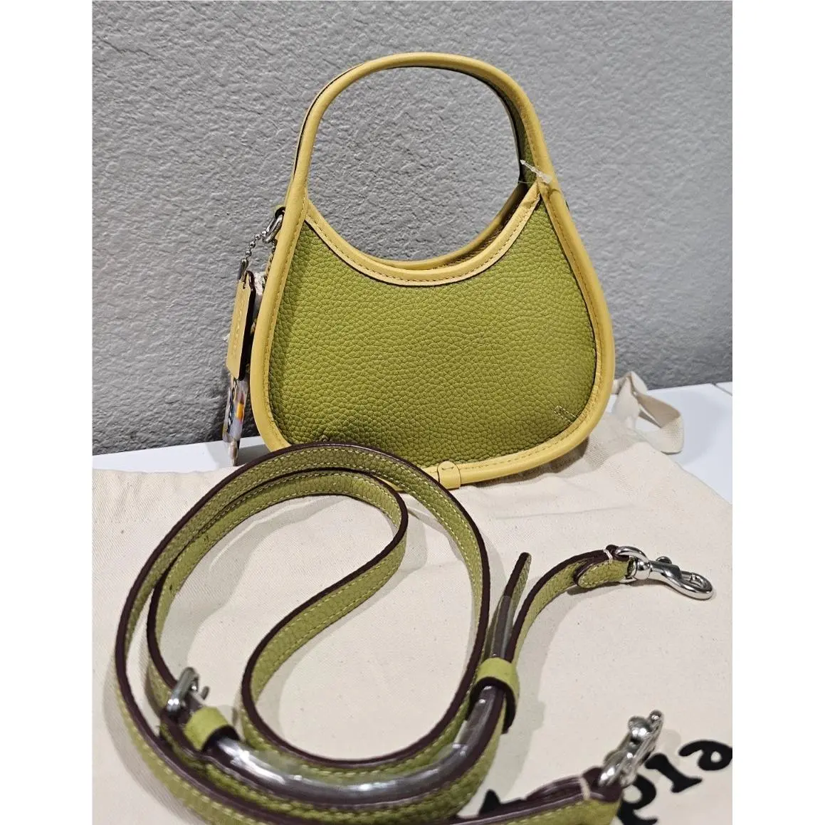 CO662 Mini Ergo Bag topia Lime Sunflower Leather Crossbody W4G by Coach