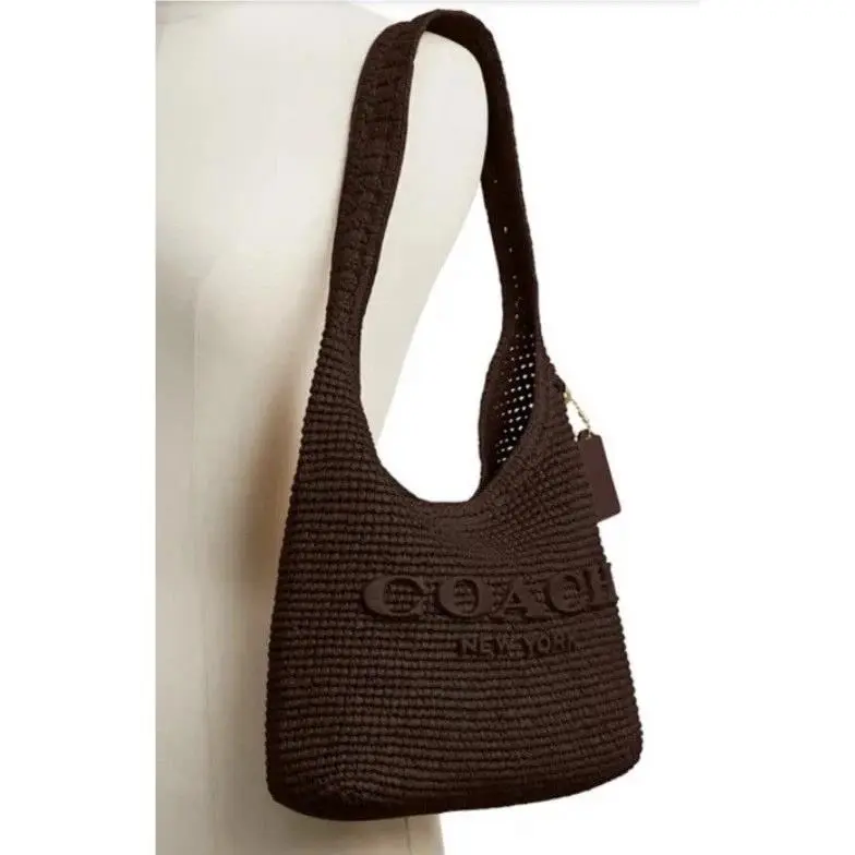 Brooklyn Shoulder Bag 28 CDU75 Straw/brass/maple with Dust Bag by Coach