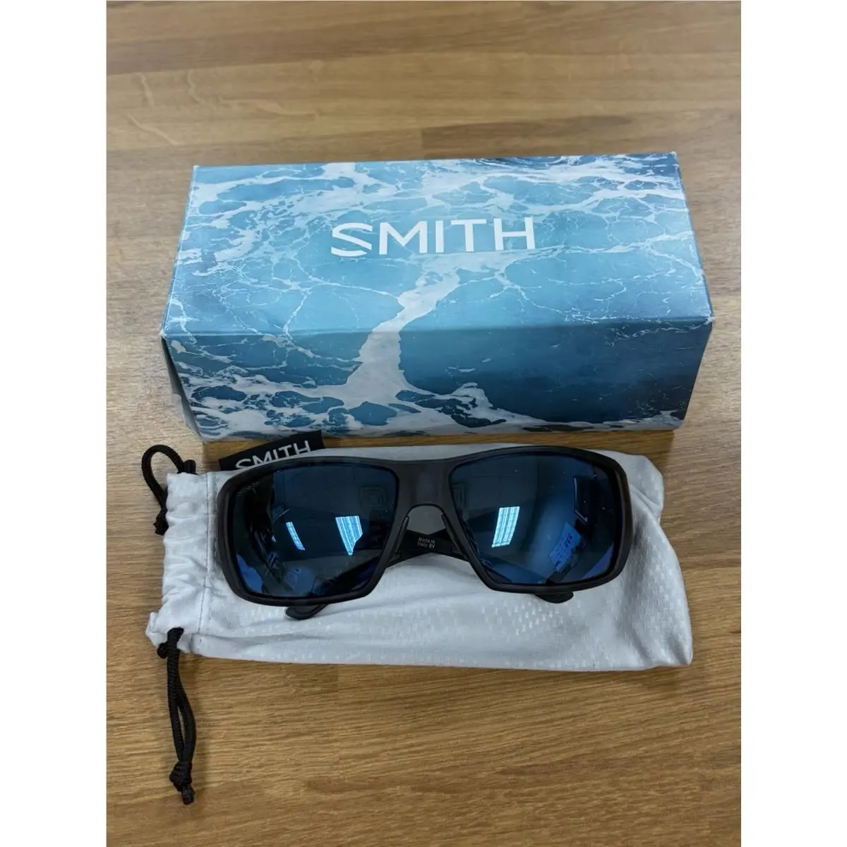 Smith Guide`s Choice Matte Black Ice Tortoise Chromapop Polarized Blue Lens by Smith Optics