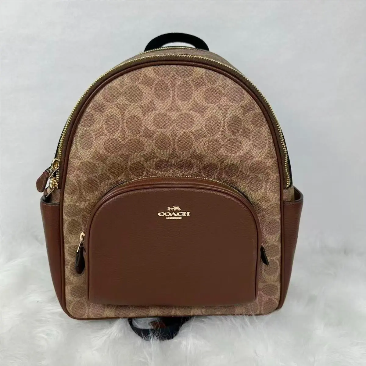 Court Backpack In Blocked Signature Canvas CZ176 Gold/tan/brown by Coach