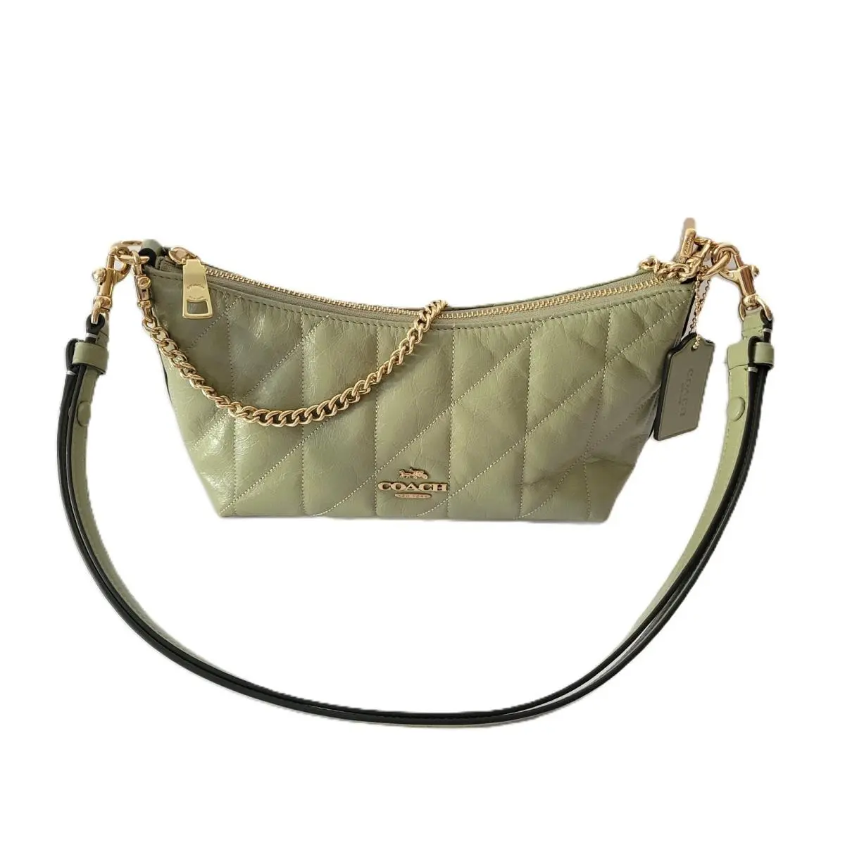 CDZ88 Caitlin Shoulder Bag Glazed Leather Quilting Pistachio by Coach