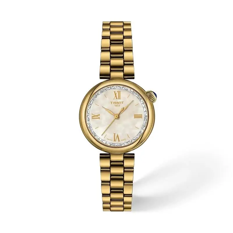 Desir 28mm White Mother of Pearl Dial Gold Watch T1520103311800 by Tissot